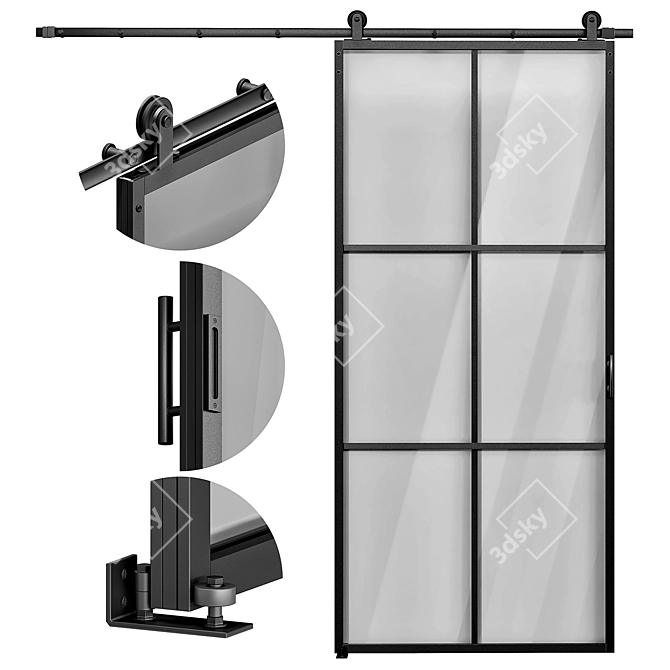 Sleek Sliding Doors 3D model image 2