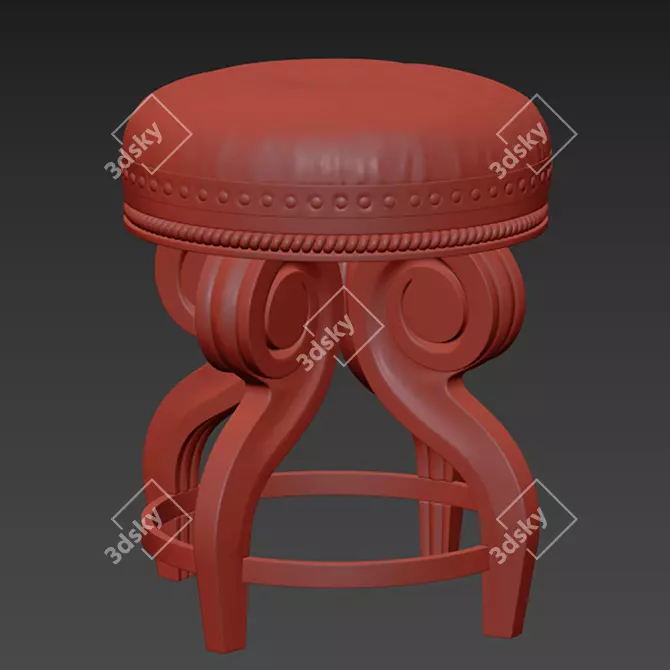 Vintage Cream Footstool - Elegant Antique Design 3D model image 5