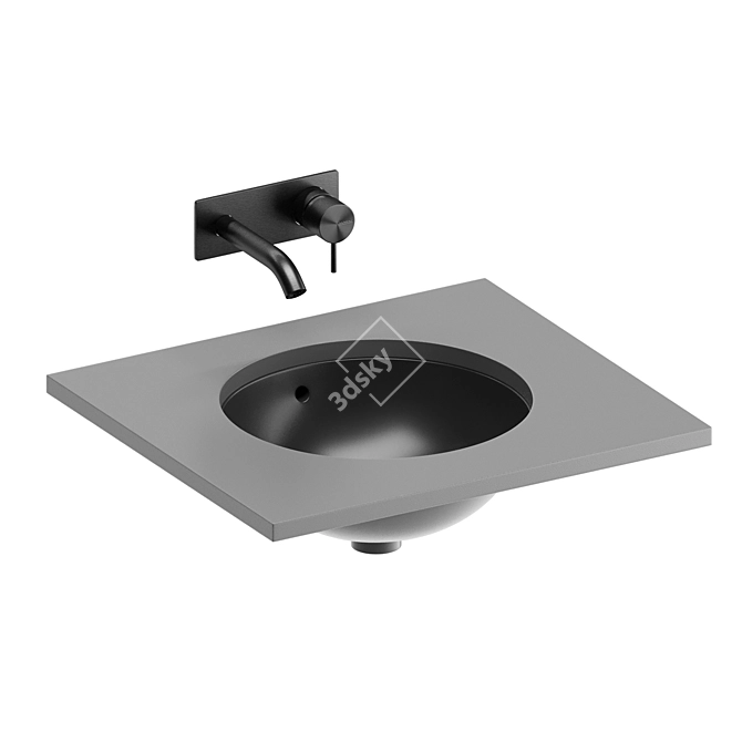 Sleek Undercounter Washbasin Set 3D model image 12