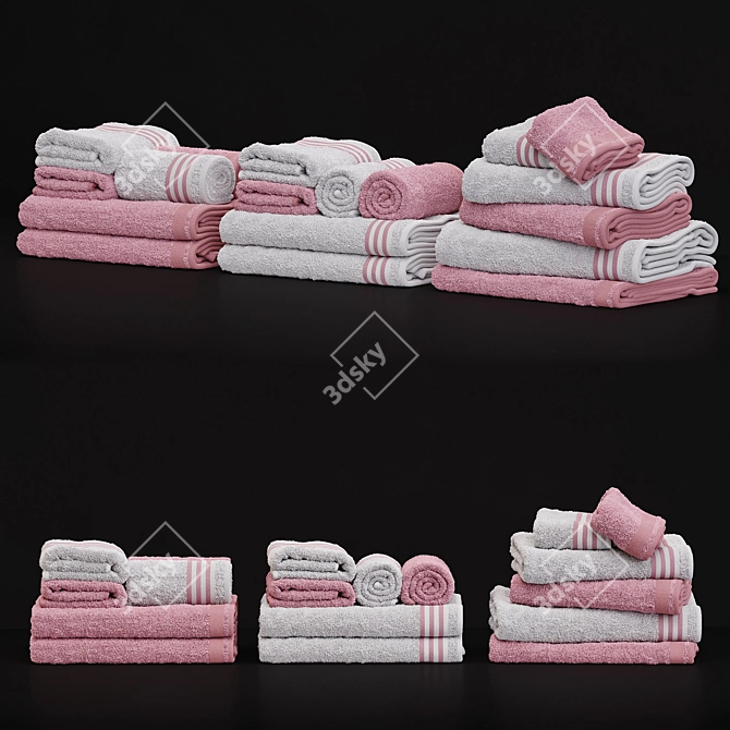 Luxury Bath Towel Set 3D model image 1