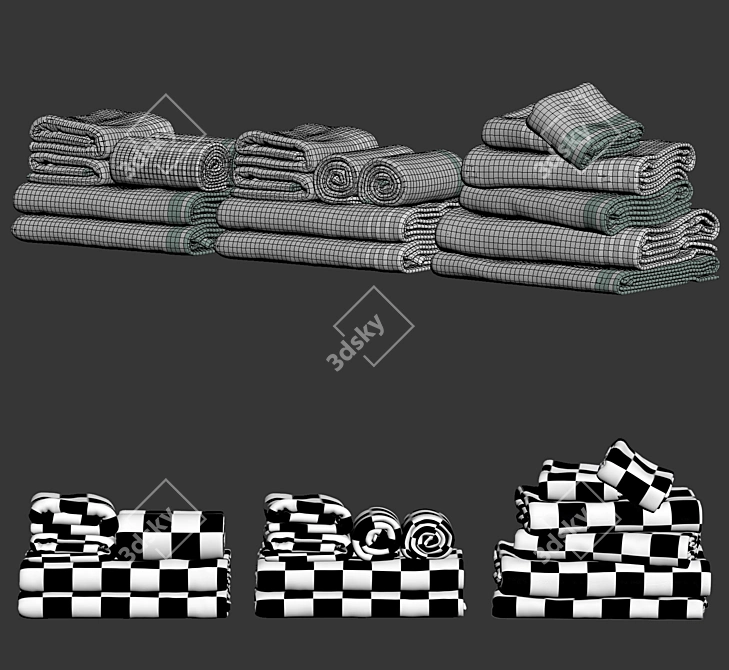 Luxury Bath Towel Set 3D model image 2