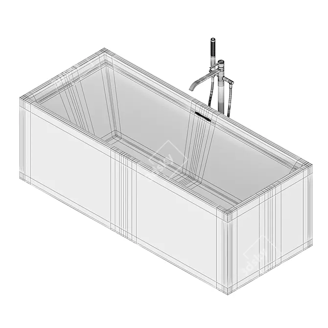 Pool: Sleek and Ergonomic Corian Bathtub 3D model image 6