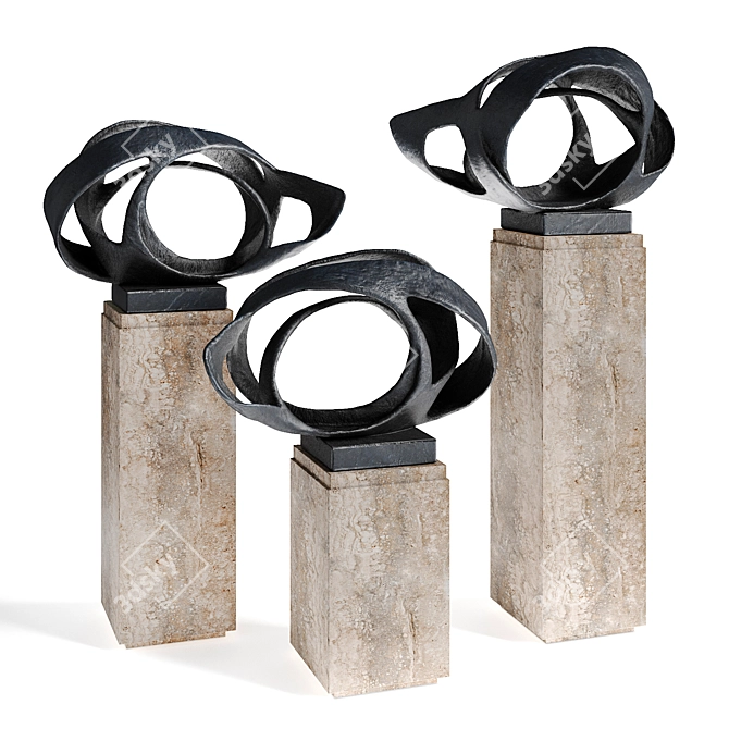 Barbara Hepworth Trezion Sculpture 3D model image 4