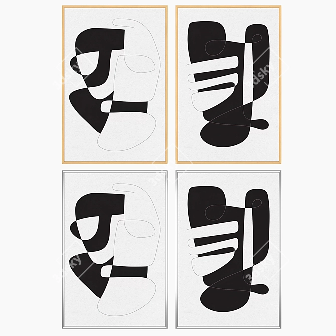 Abstract Art Set: 2 Paintings, 4 Frame Options 3D model image 3