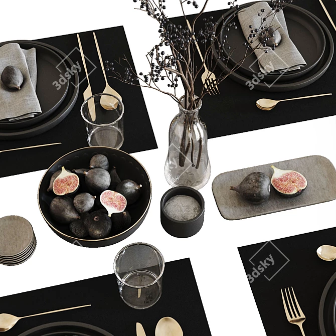 Fig-Inspired Tableware Set 3D model image 2