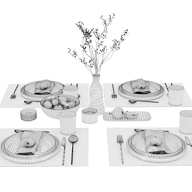 Fig-Inspired Tableware Set 3D model image 3