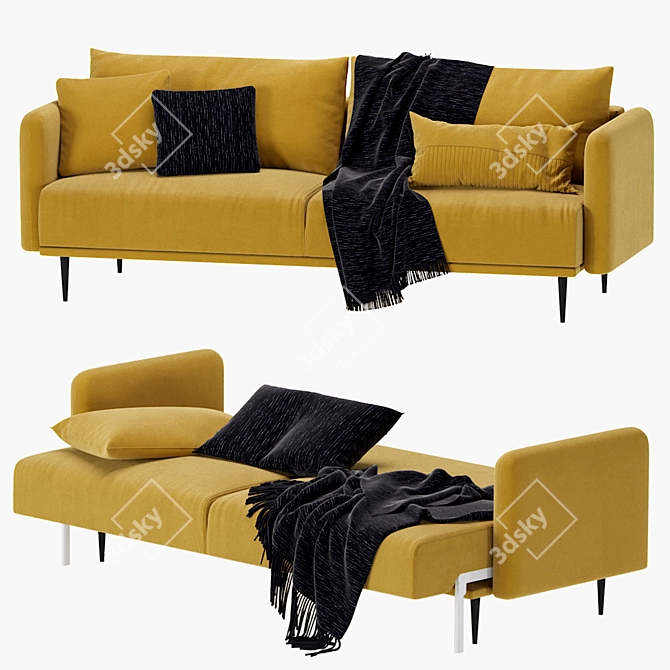 Elegant Emerald Velvet Sofa: Sayle Barhat 3D model image 2