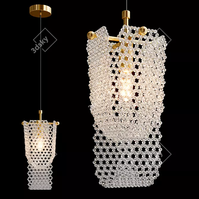 Elegant Palmira Crystal Metal Lamp 3D model image 3