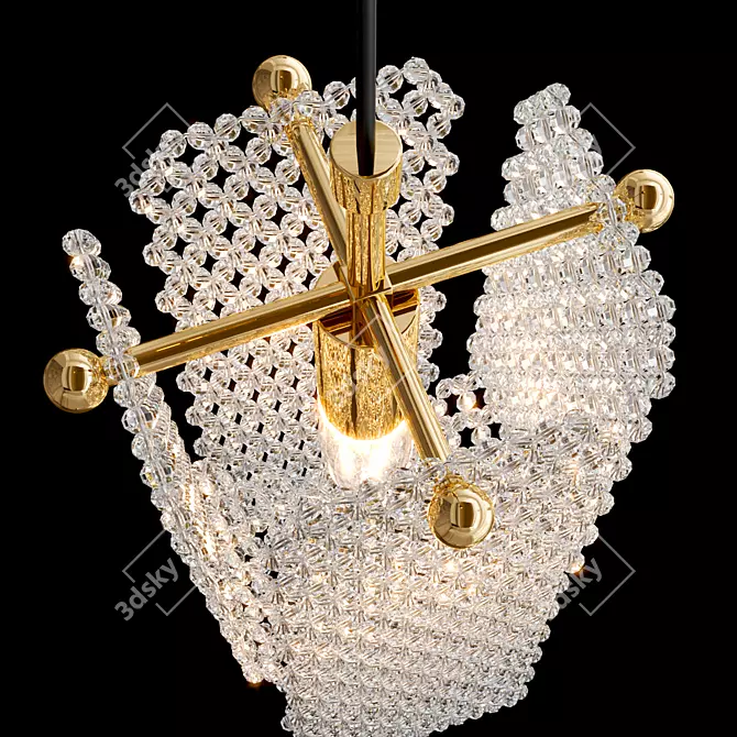 Elegant Palmira Crystal Metal Lamp 3D model image 5