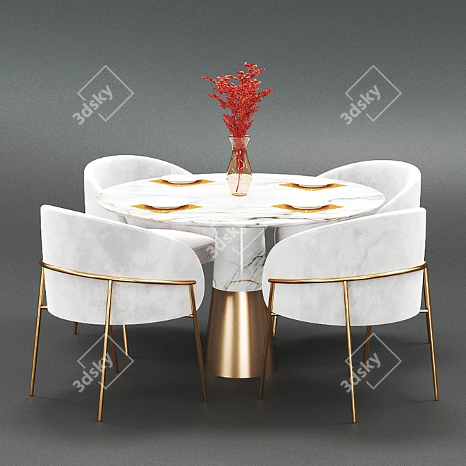 Elegant Modern Dining Set 3D model image 4