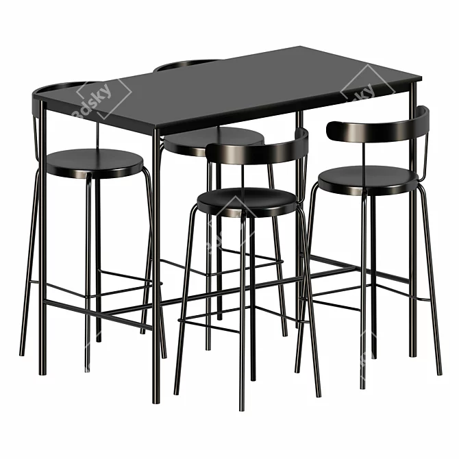 Modern Anthracite Bar Stool: YNGVAR 3D model image 1