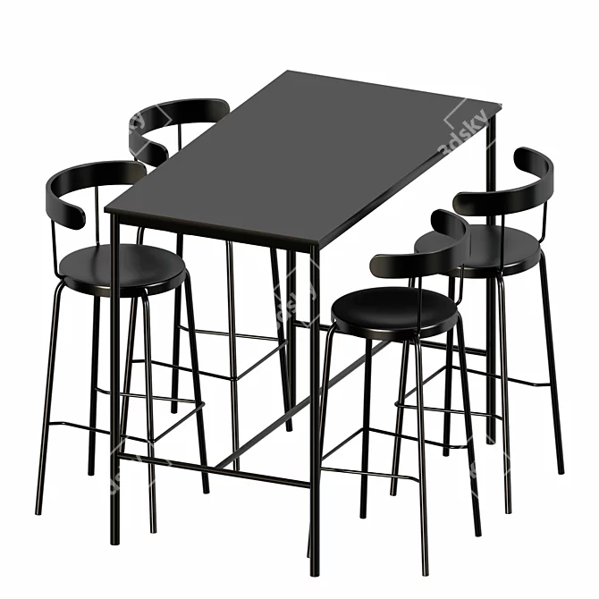 Modern Anthracite Bar Stool: YNGVAR 3D model image 2