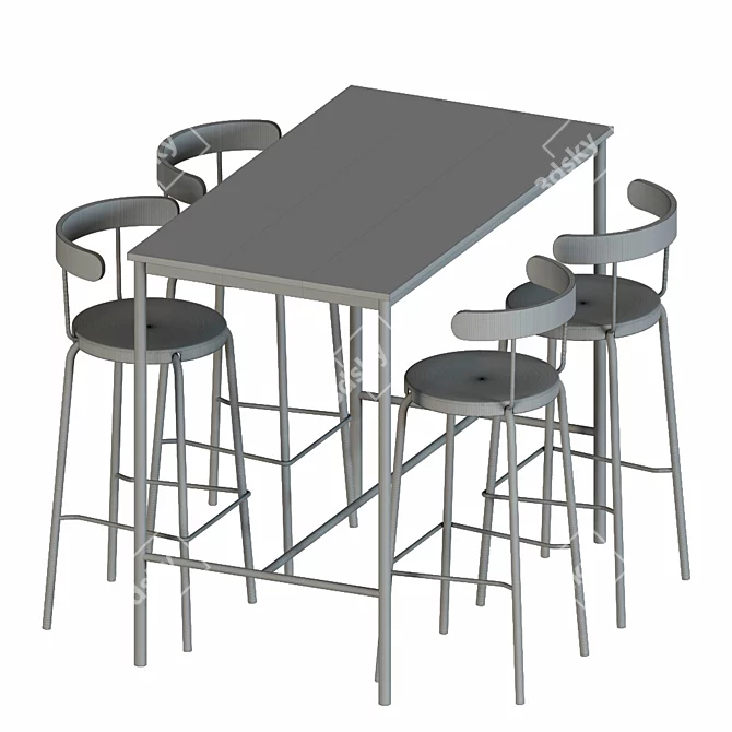 Modern Anthracite Bar Stool: YNGVAR 3D model image 3