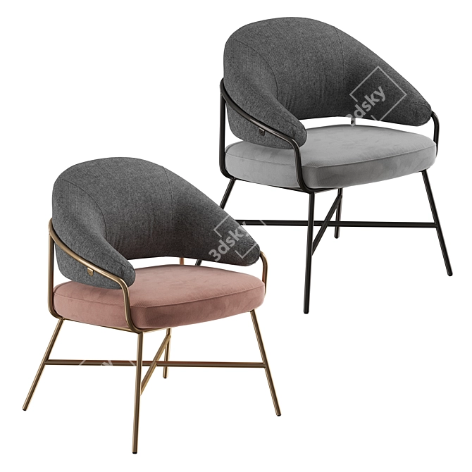 Elegant Adele Velvet Armchair 3D model image 2