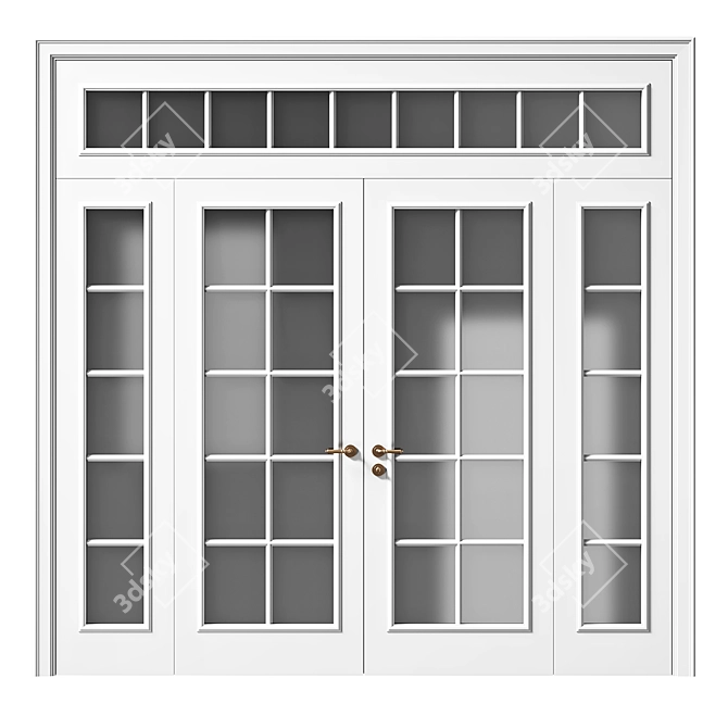 Elegant Parisian Double Doors 3D model image 1