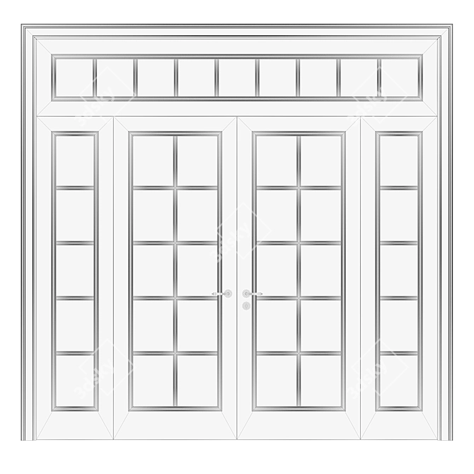 Elegant Parisian Double Doors 3D model image 3