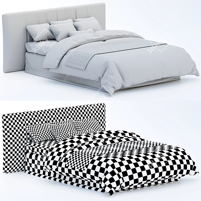 Modern Double Bed 2016 3D model image 2