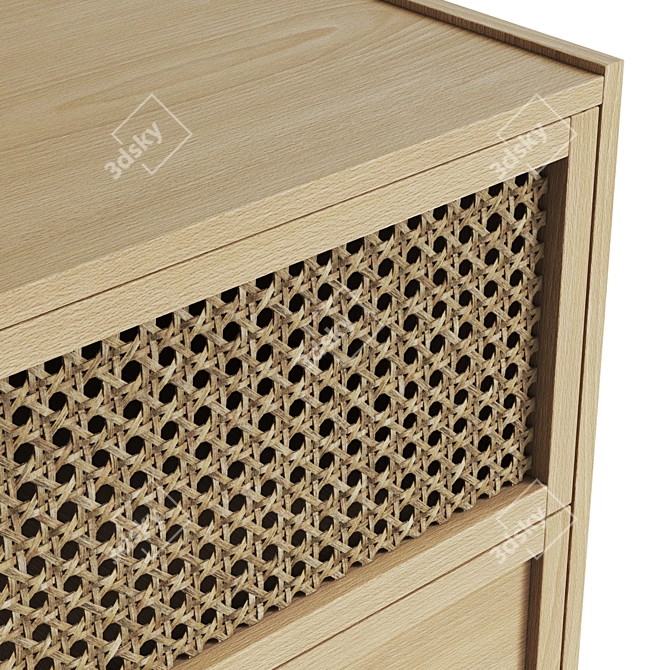 Modern Oak & Glass Chest of Drawers 3D model image 4