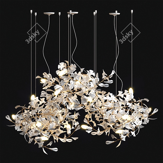 Elegant Gingko Chandelier 3D model image 1