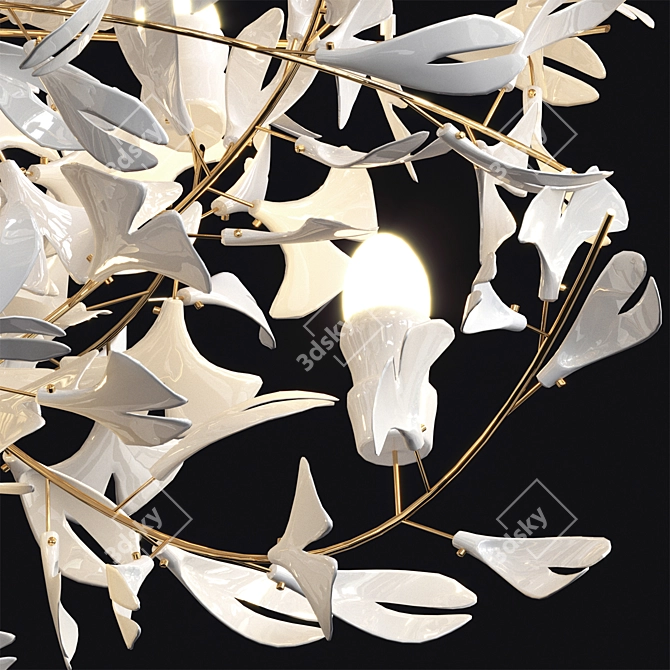 Elegant Gingko Chandelier 3D model image 2