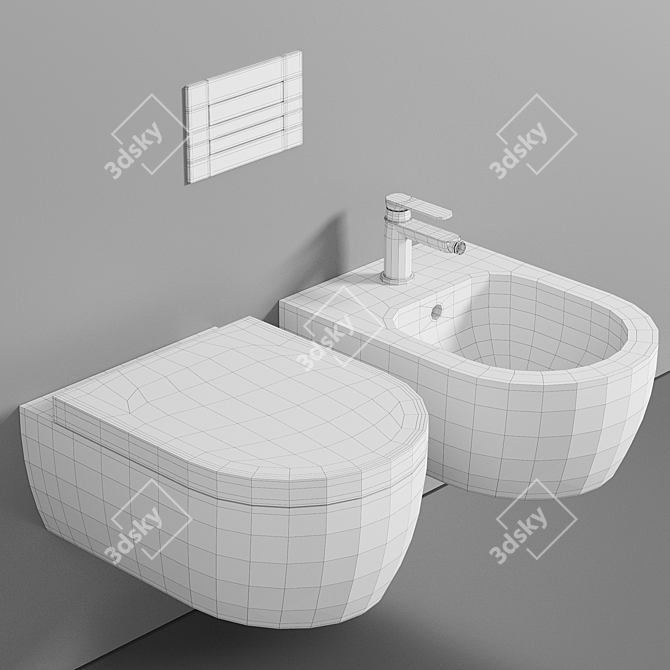 Elevate Your Bathroom: Avento Wall Hung Bidet 3D model image 3