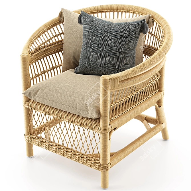 Elegant Malu Rattan Armchair: Stylish Comfort for Your Home! 3D model image 5