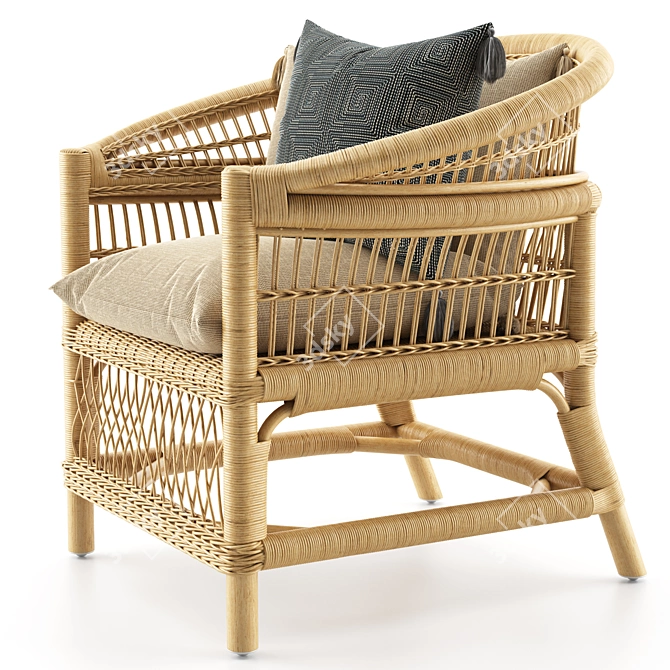 Elegant Malu Rattan Armchair: Stylish Comfort for Your Home! 3D model image 6