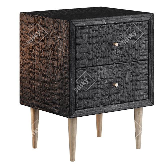 Charred Pine Wood Cabinet 3D model image 1