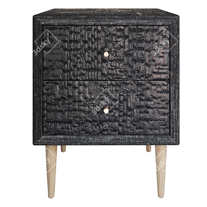 Charred Pine Wood Cabinet 3D model image 3