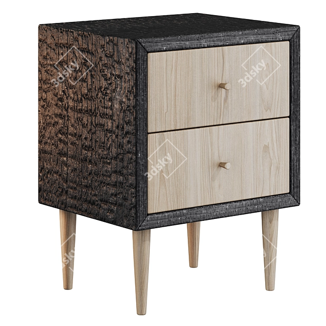 Charred Pine Wood Cabinet 3D model image 4