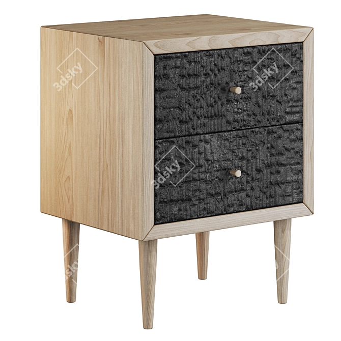 Charred Pine Wood Cabinet 3D model image 5