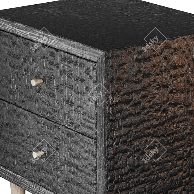 Charred Pine Wood Cabinet 3D model image 6