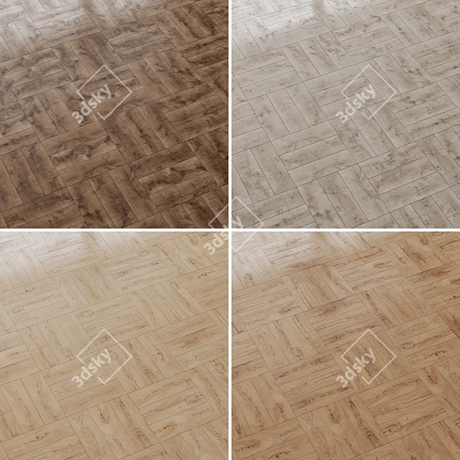 Oak Wood Floor Set 8 3D model image 4