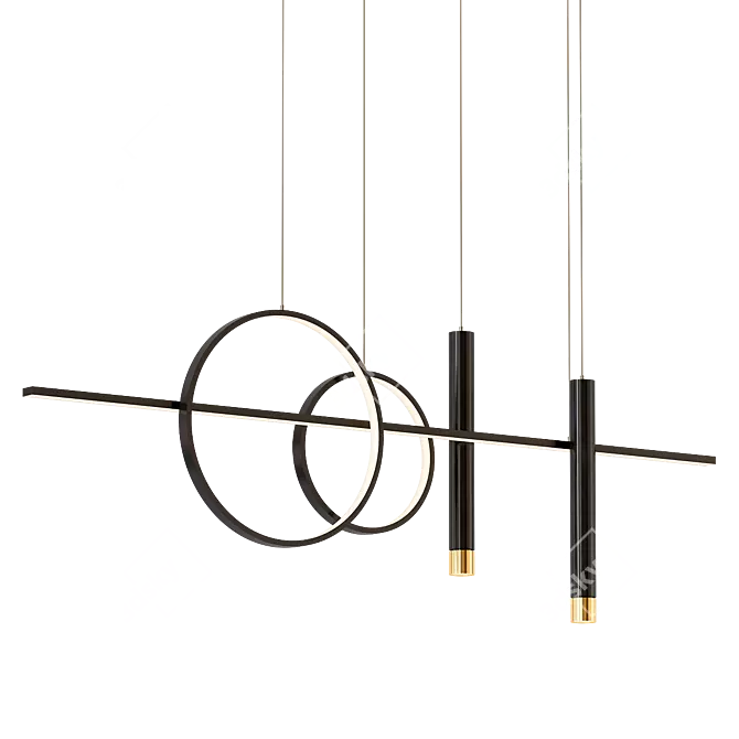 Linear Metal Island Pendant - Modern Style 3D model image 1