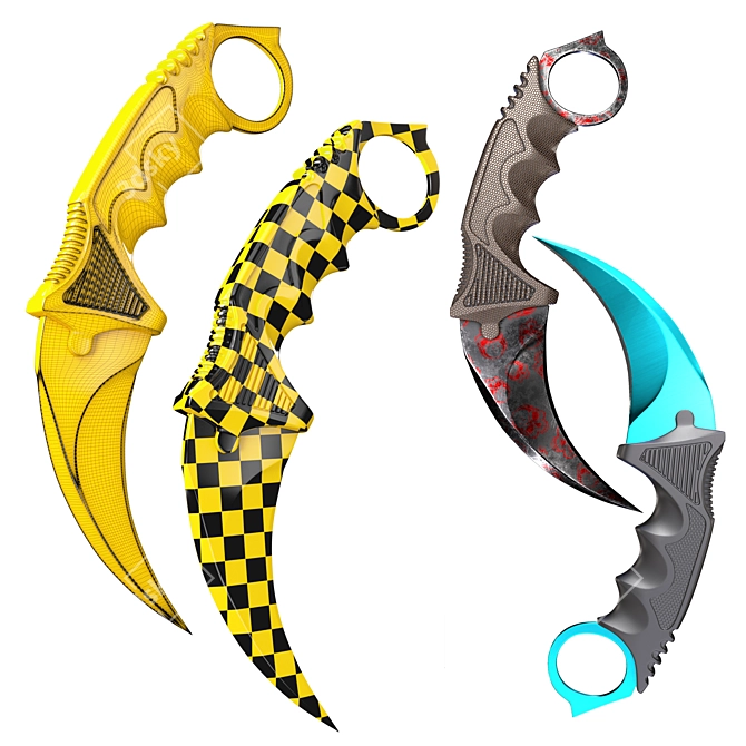 Tactical Karambit Knife Set 3D model image 2