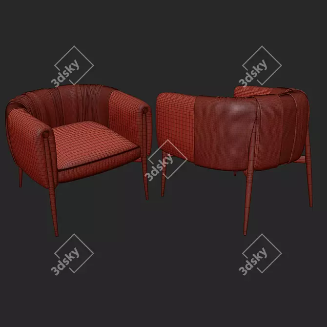 Luxury Leather Armchair TL-1017 by Tonino Lamborghini 3D model image 5