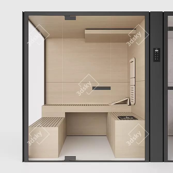 Luxury 1989 Glass Chillout Sauna 3D model image 2