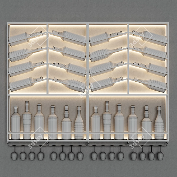 Modular Wine Rack | Wall Mounted | Black & Gold 3D model image 2