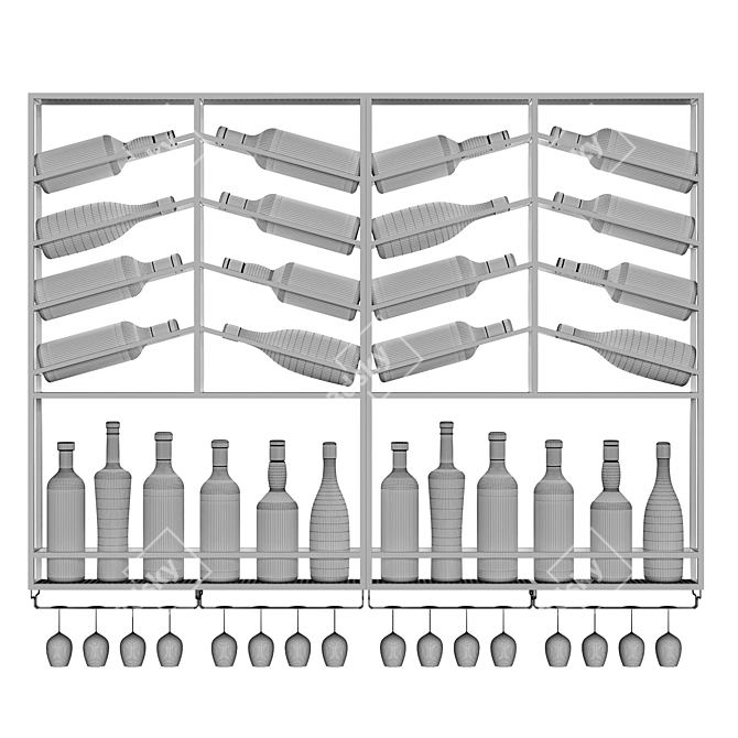 Modular Wine Rack | Wall Mounted | Black & Gold 3D model image 7