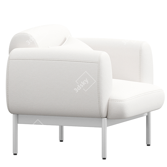 Tomato Velvet Puff Puff Chair: Luxurious Lounge Comfort 3D model image 5