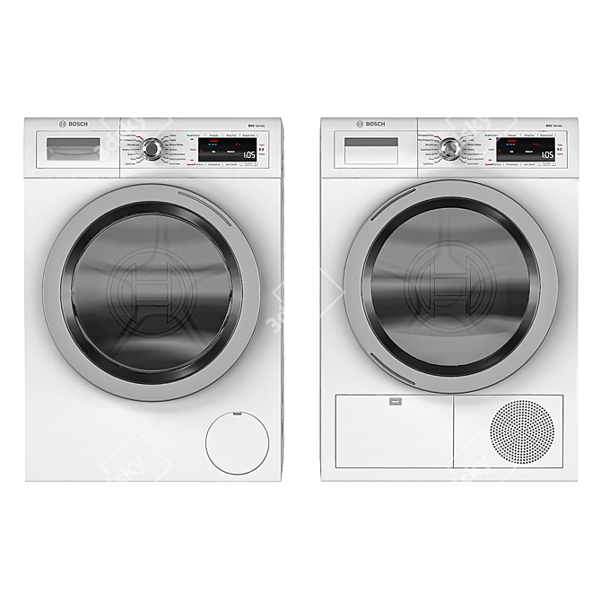 High-Performance Bosch 800 Series Washer & Dryer 3D model image 2