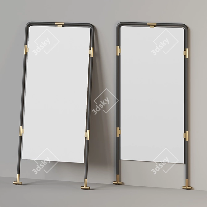 Tubular Glam Floor Mirror 3D model image 2
