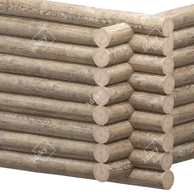 Rustic Log Cabin with Jute Rope 3D model image 1