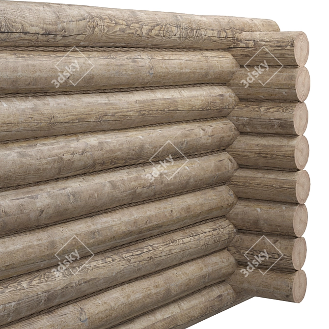 Rustic Log Cabin with Jute Rope 3D model image 2