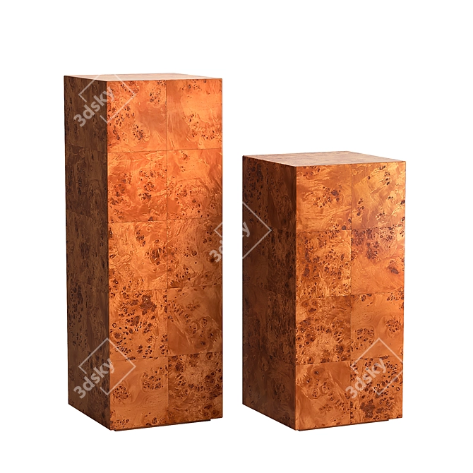 Burled Wood Pedestal Tables - Exquisite Home Decor 3D model image 1