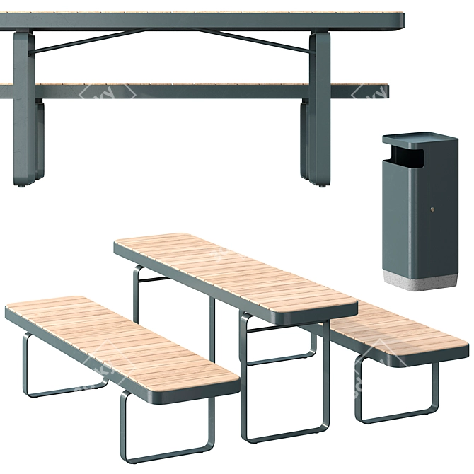 Outdoor Forum Furniture Set 3D model image 3