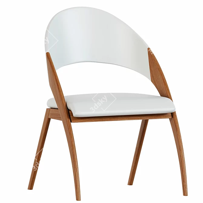 Elegant Walnut Wood & Cream Leatherette Dining Chair 3D model image 1