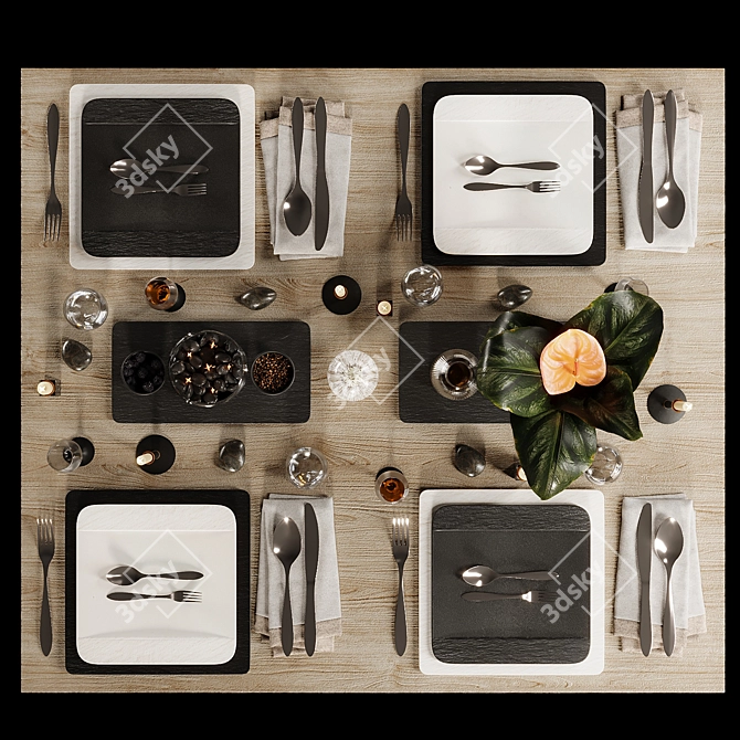 Rock Set - Tableware for Four 3D model image 2