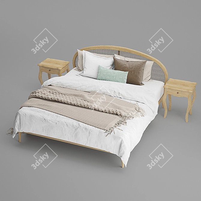 Modern Roselle Bed: Stylish and Comfortable 3D model image 6