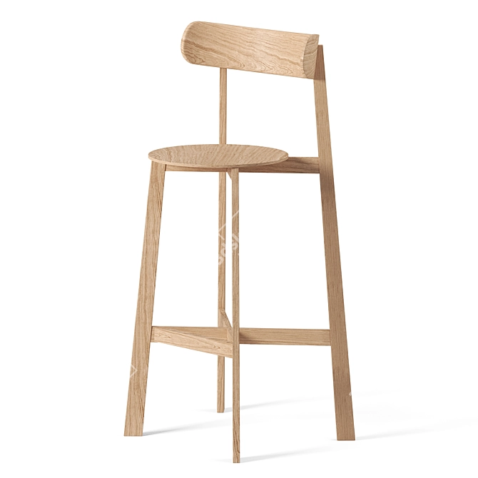 Modern Wood Bar Stool by Branca Lisboa 3D model image 3